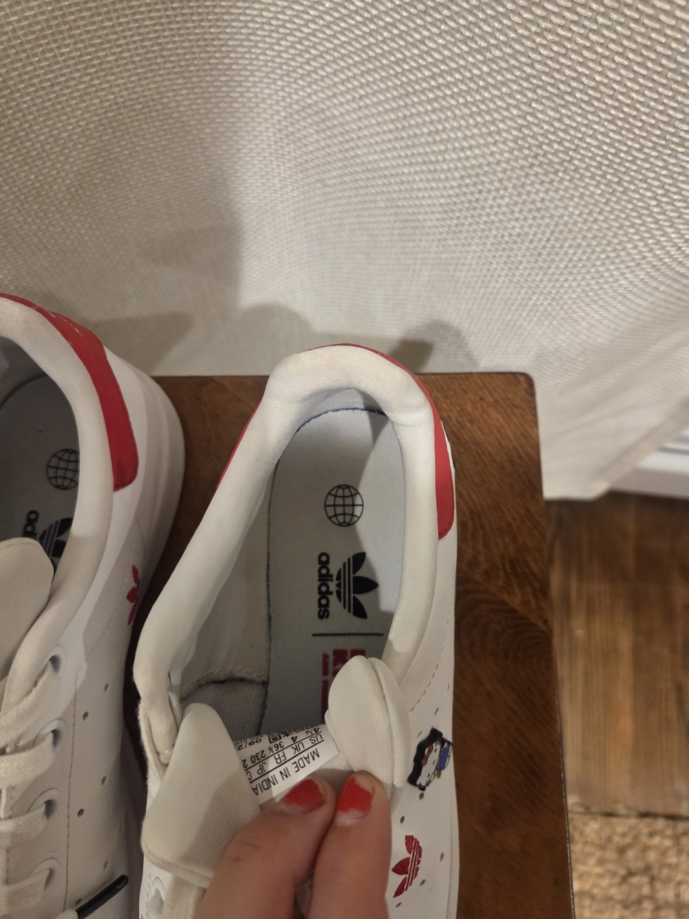 adidas - White Sneakers with Red Accents and Hello Kitty Detail Size 5.5 - Picture 5 of 9